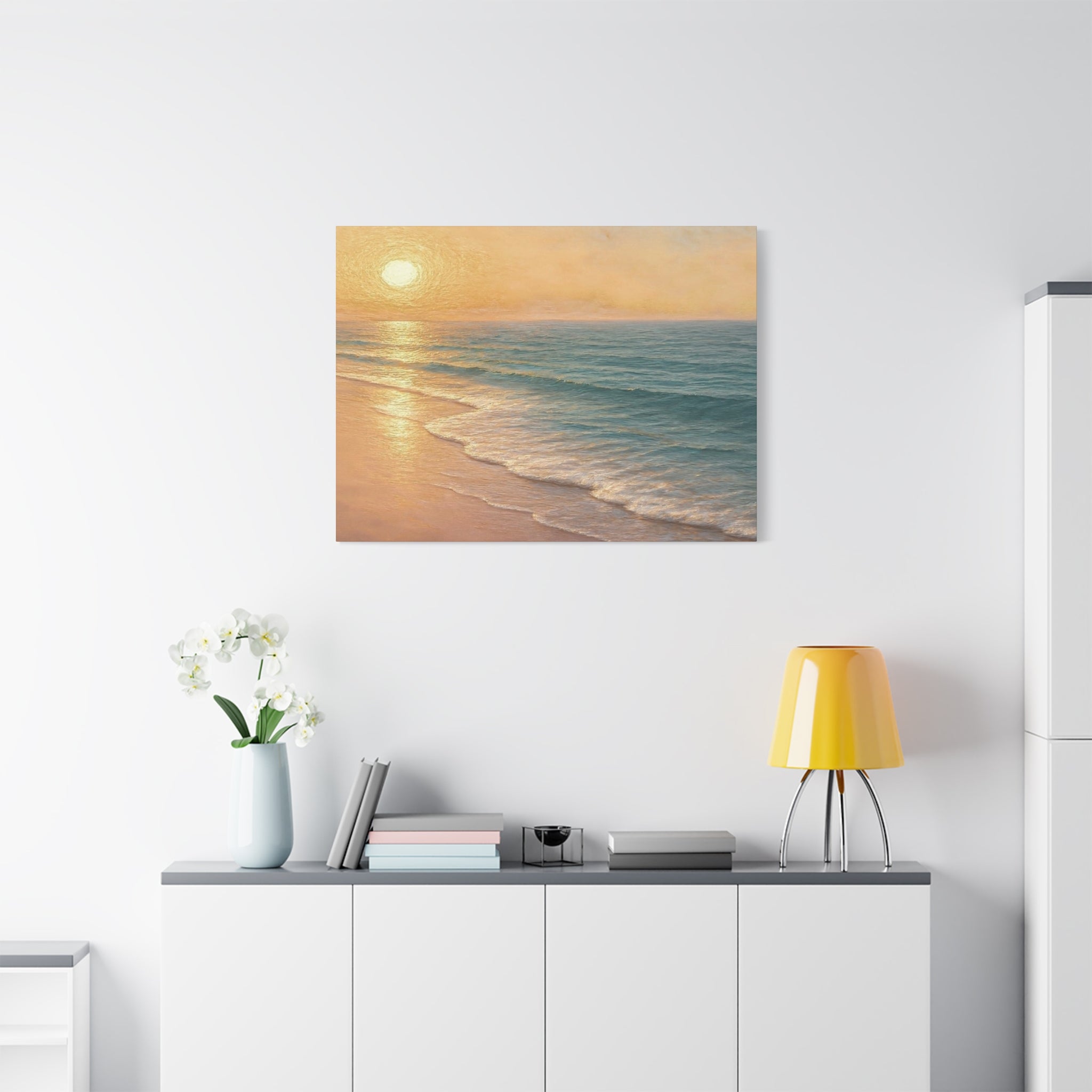 Sunset Beach Canvas Print — Seaside Wall Art Matte Stretched 1.25"