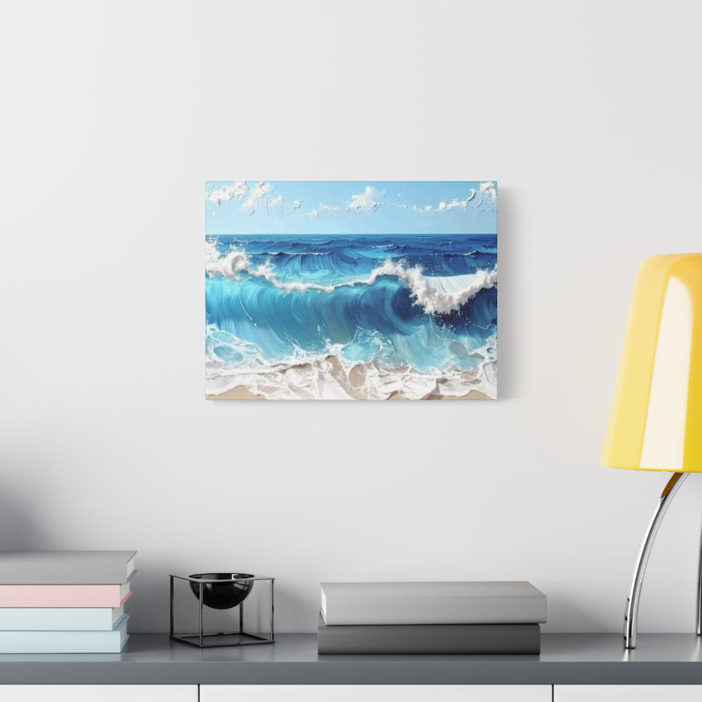 Ocean Waves Matte Canvas Wall Art — Blue Seascape Stretched Canvas