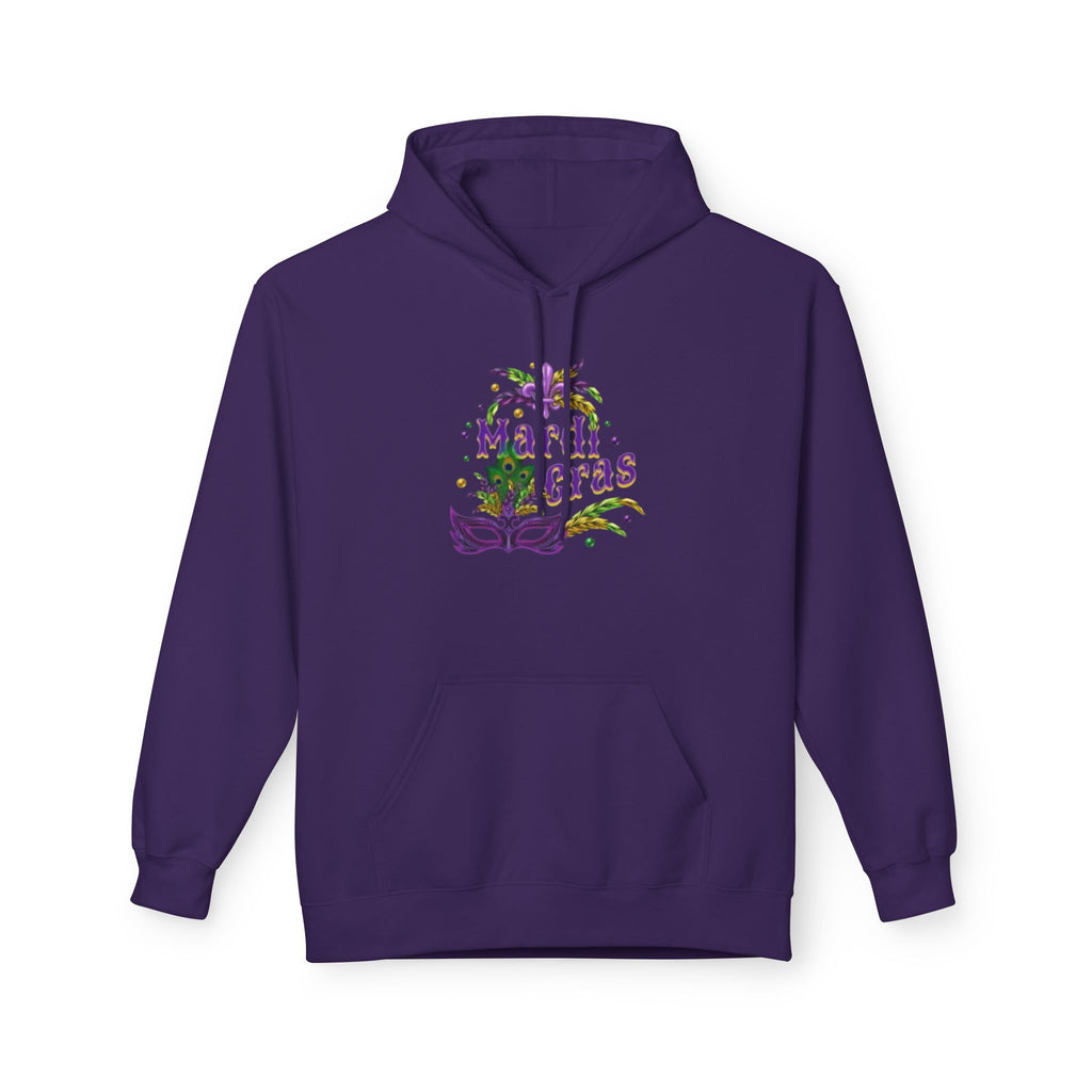 Mardi Gras Mask Hoodie — Purple Green Gold Carnival Pullover