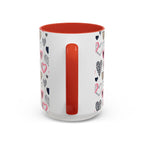 Heart Pattern Accent Coffee Mug — Pink & Navy Love Design (11/15 oz)