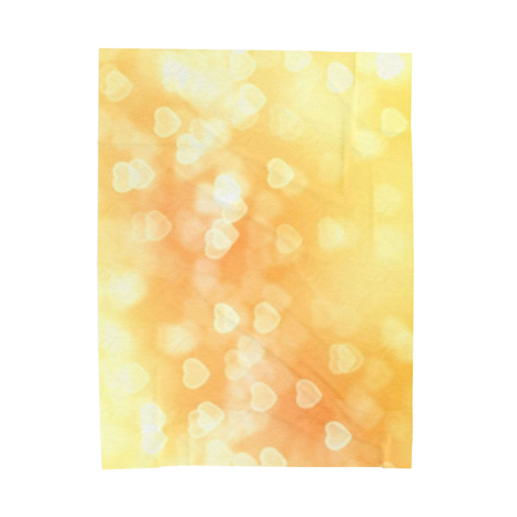 Golden Heart Bokeh Velveteen Plush Blanket — Cozy Soft Throw for Valentine’s & Home