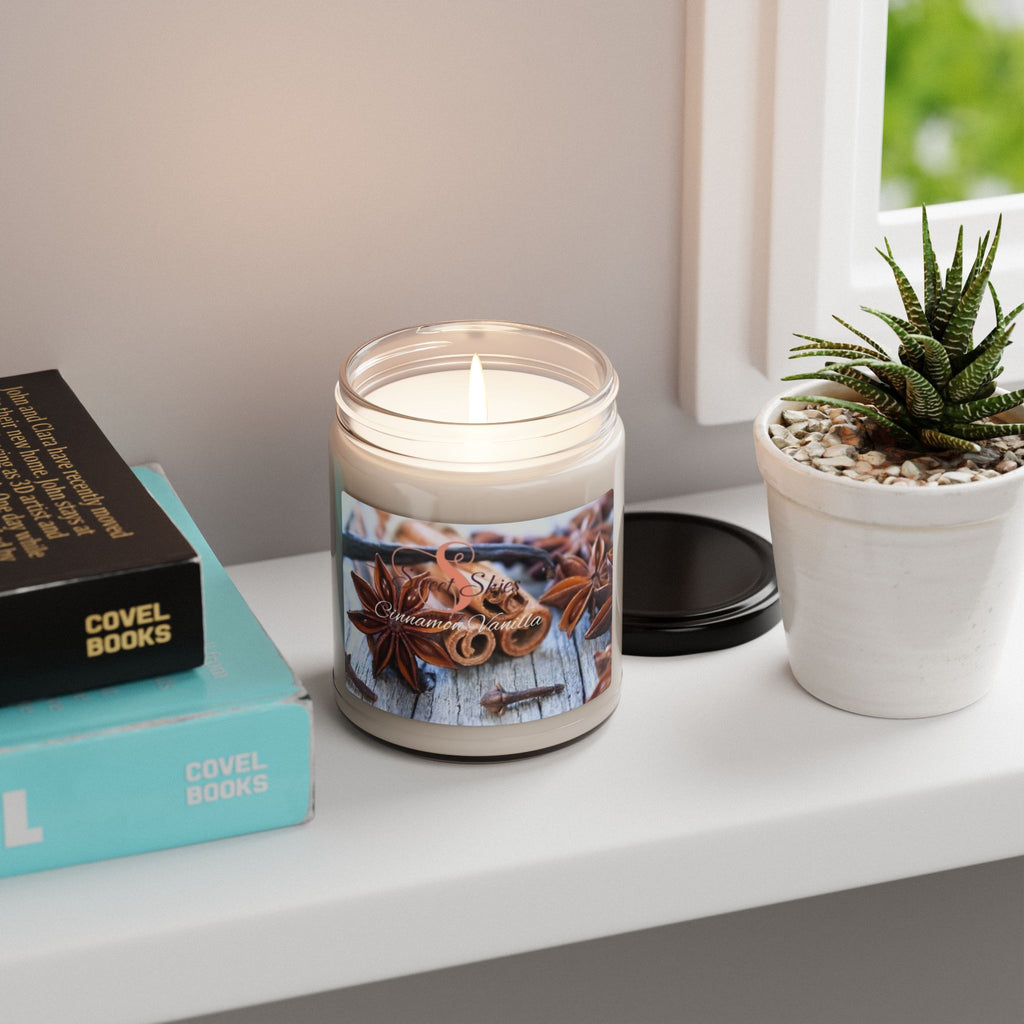 Cinnamon Vanilla Soy Candle — 9oz Scented Jar (Warm Spiced Aromas)