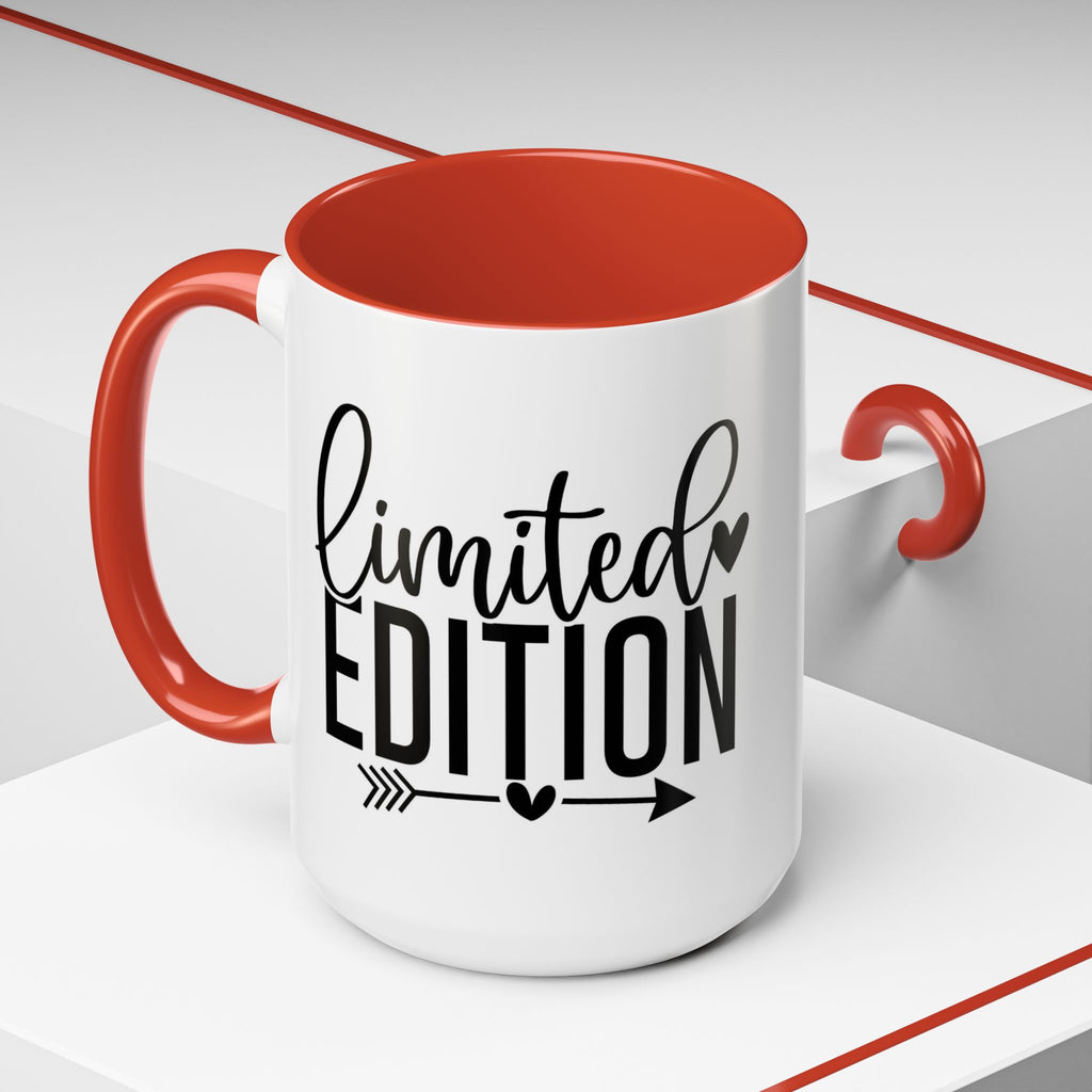 Limited Edition Accent Coffee Mug — Pink Interior, 'Limited Edition' Graphic (11/15oz)