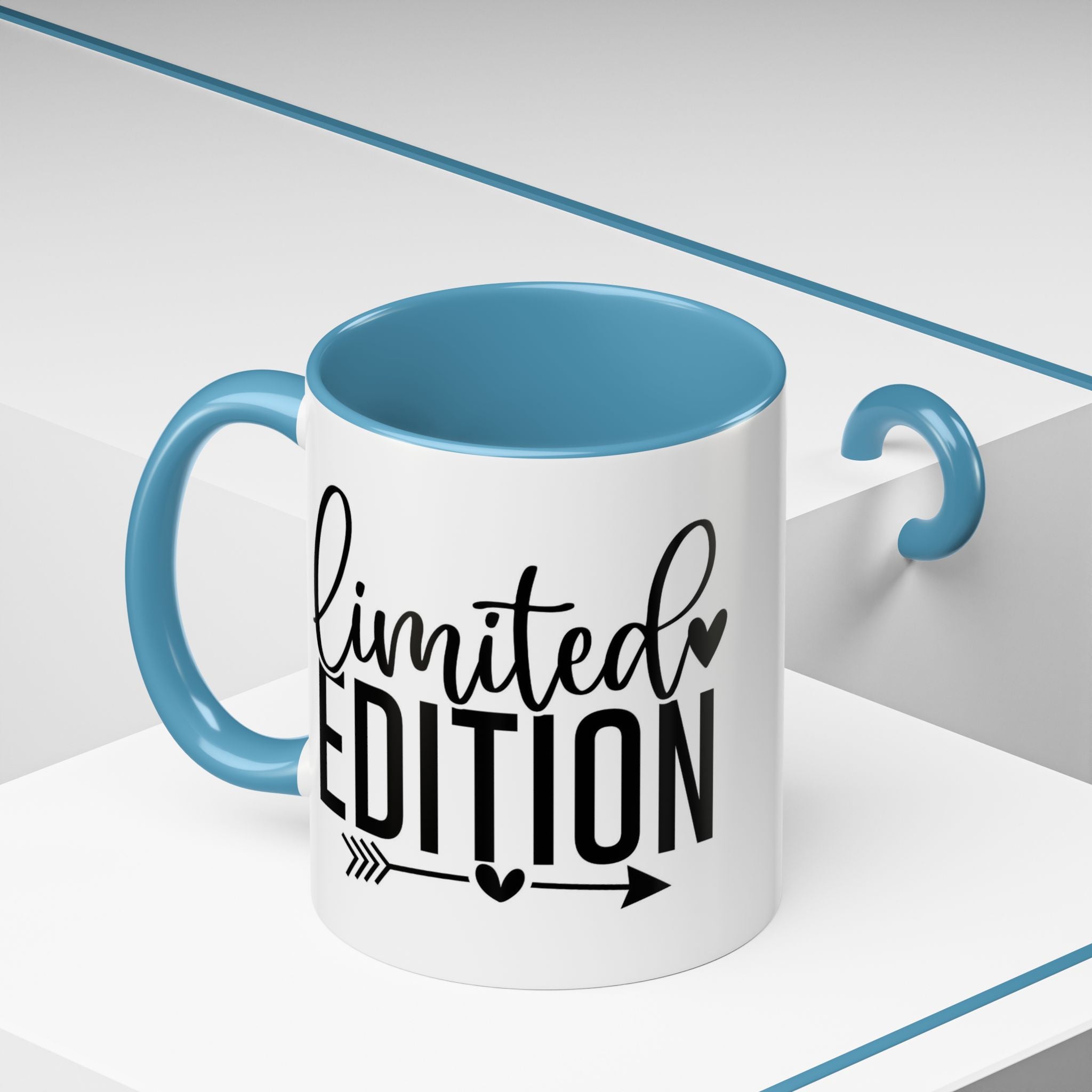 Limited Edition Accent Coffee Mug — Pink Interior, 'Limited Edition' Graphic (11/15oz)