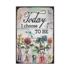Today I Choose To Be Happy Canvas Wall Art — Floral Dragonfly Inspirational Quote