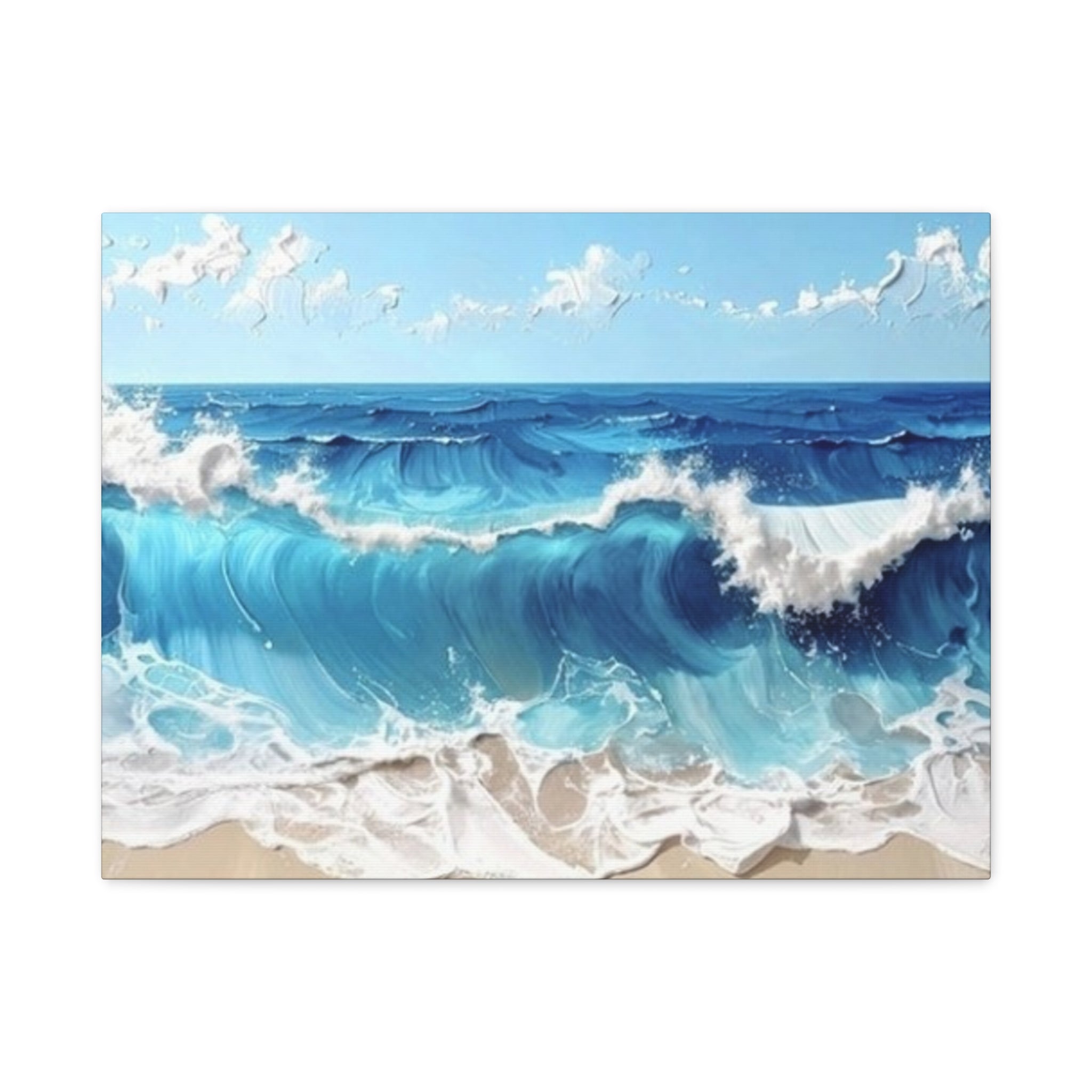 Ocean Waves Matte Canvas Wall Art — Blue Seascape Stretched Canvas