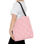 Pink Heart Pattern Tote Bag — Cute Pink AOP Shopper for Everyday Use