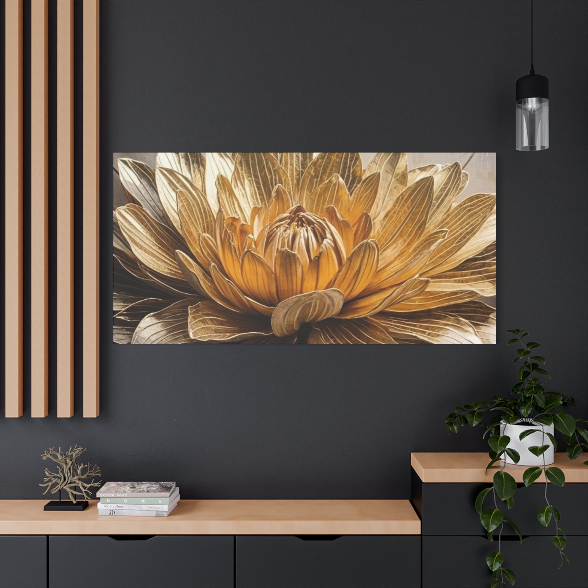 Golden Dahlia Matte Canvas Wall Art — Stretched 1.25"
