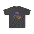 Kids Mardi Gras T-Shirt — Purple & Green Mask Design