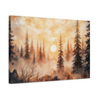 Canvas Wall Art - Misty Pine Forest Sunrise Matte Stretched Canvas