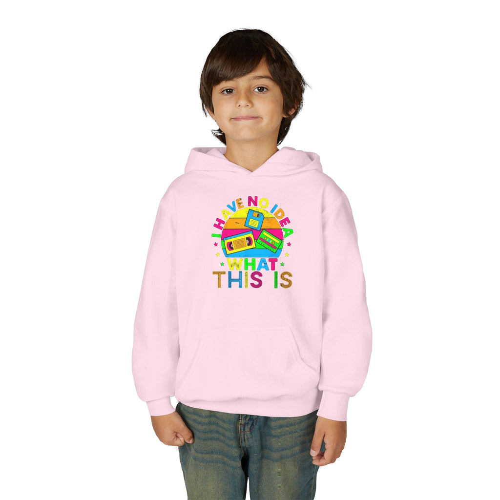 Youth Hoodie — Colorful Retro Cassette 'I Have No Idea What This Is' Graphic
