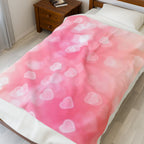 Pink Heart Bokeh Velveteen Plush Blanket — Soft Romantic Throw for Valentine’s Day & Cozy Nights