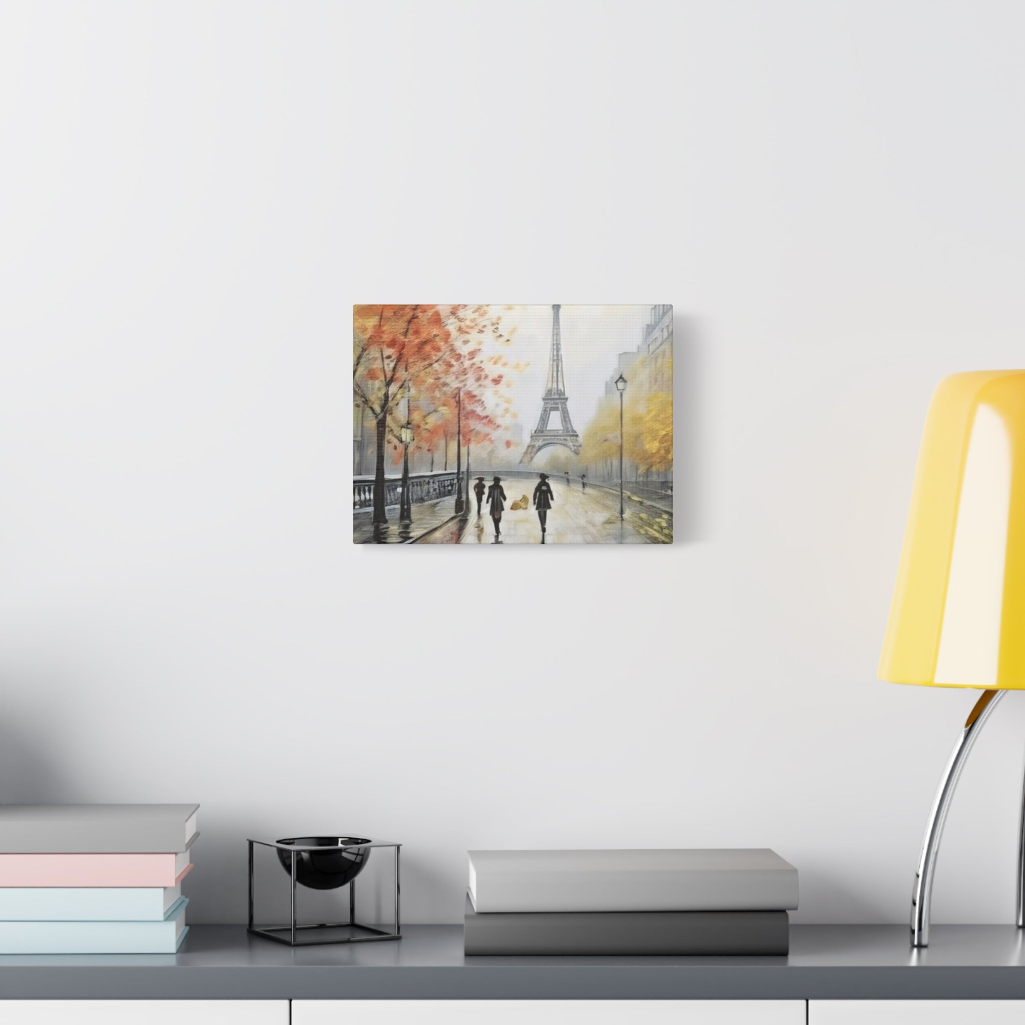 Paris Eiffel Tower Autumn Street Matte Canvas Wall Art, Stretched 1.25"