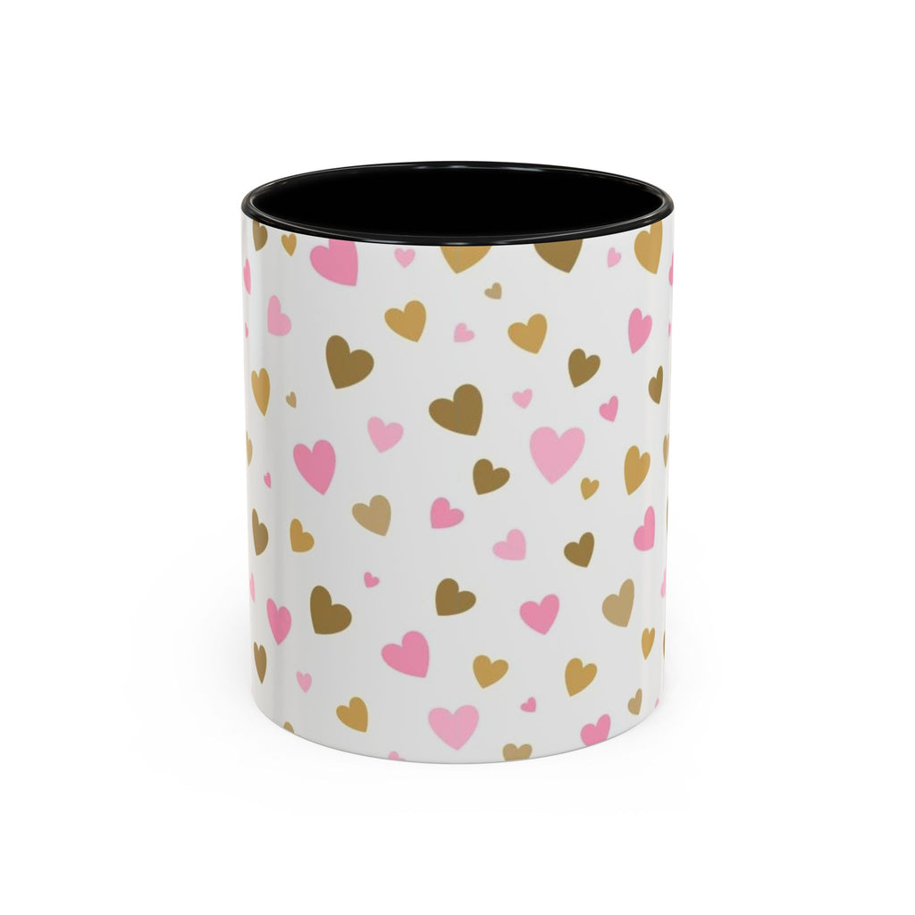 Pink & Gold Heart Accent Coffee Mug — Romantic Valentine’s Tea & Coffee Cup