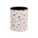 Pink & Gold Heart Accent Coffee Mug — Romantic Valentine’s Tea & Coffee Cup