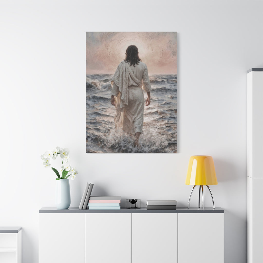Jesus Walking on Water Matte Canvas Print