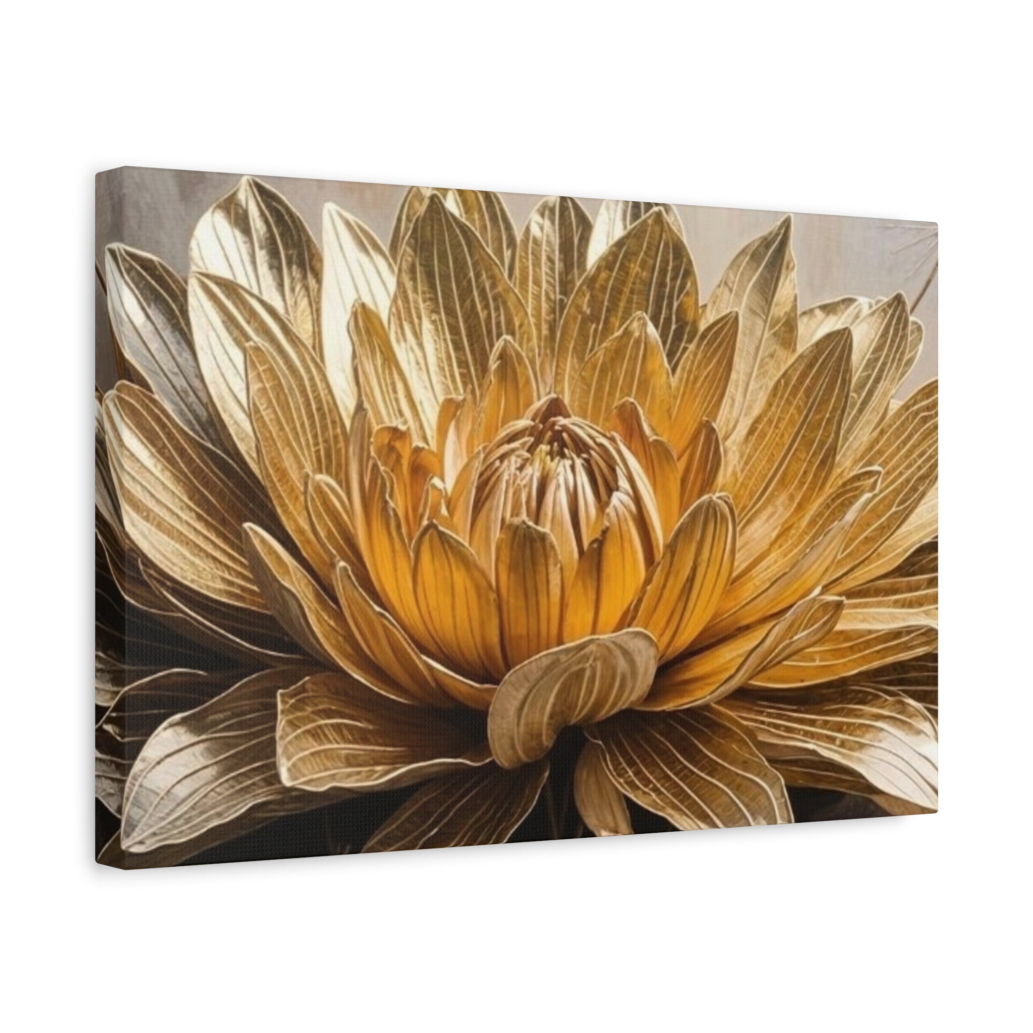 Golden Dahlia Matte Canvas Wall Art — Stretched 1.25"