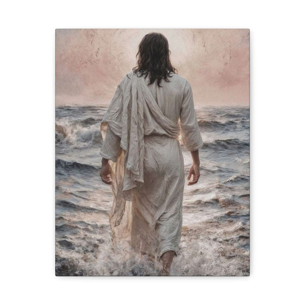 Jesus Walking on Water Matte Canvas Print