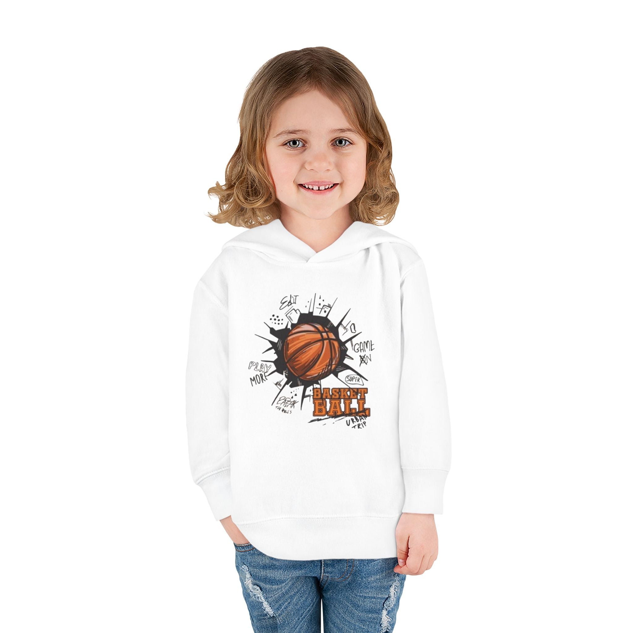 Toddler Basketball Hoodie – 'Ball' Graphic Pullover for Kids