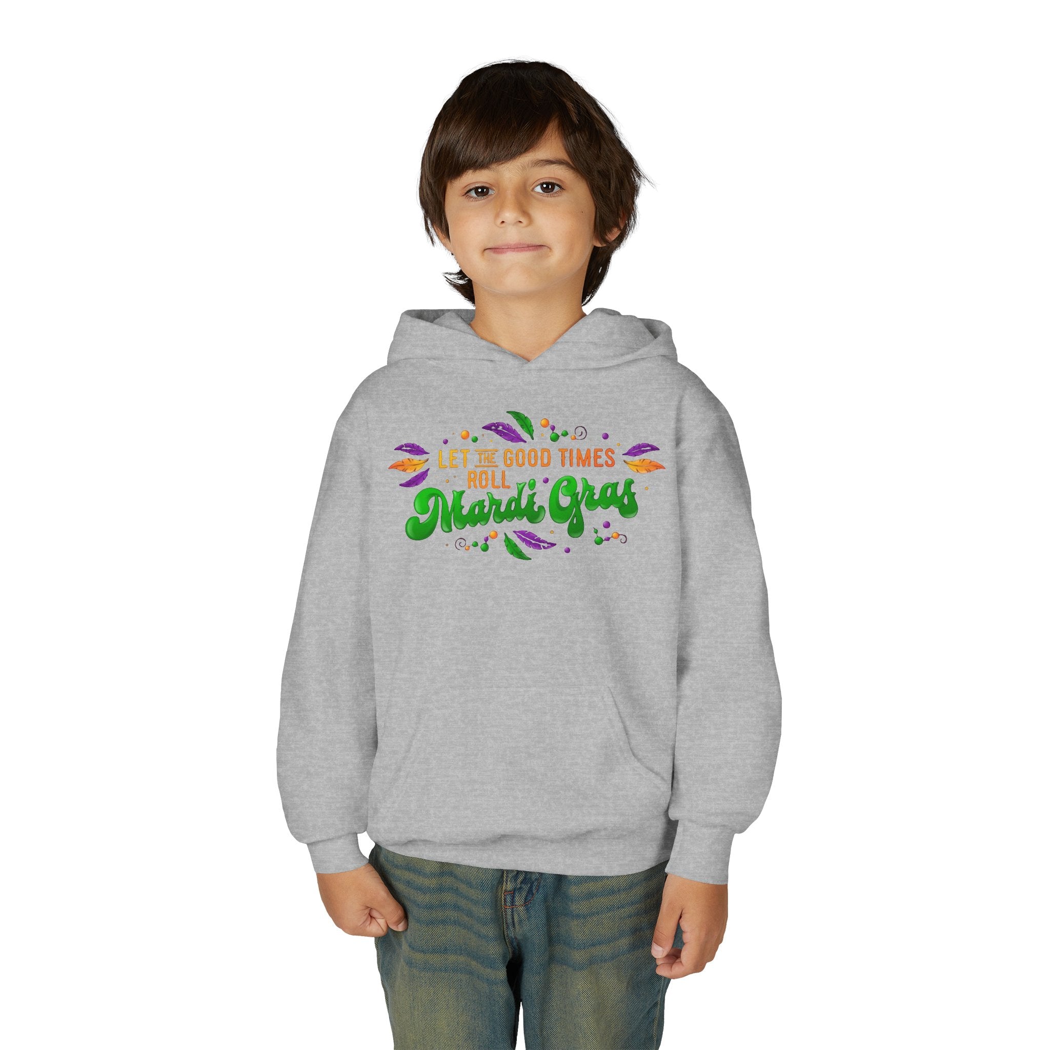 Mardi Gras Youth Hoodie - "Let the Good Times Roll" Celebration Pullover