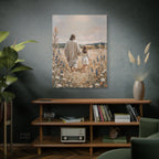Jesus and Child Walking in Field Canvas Art - Religious Wall Decor
