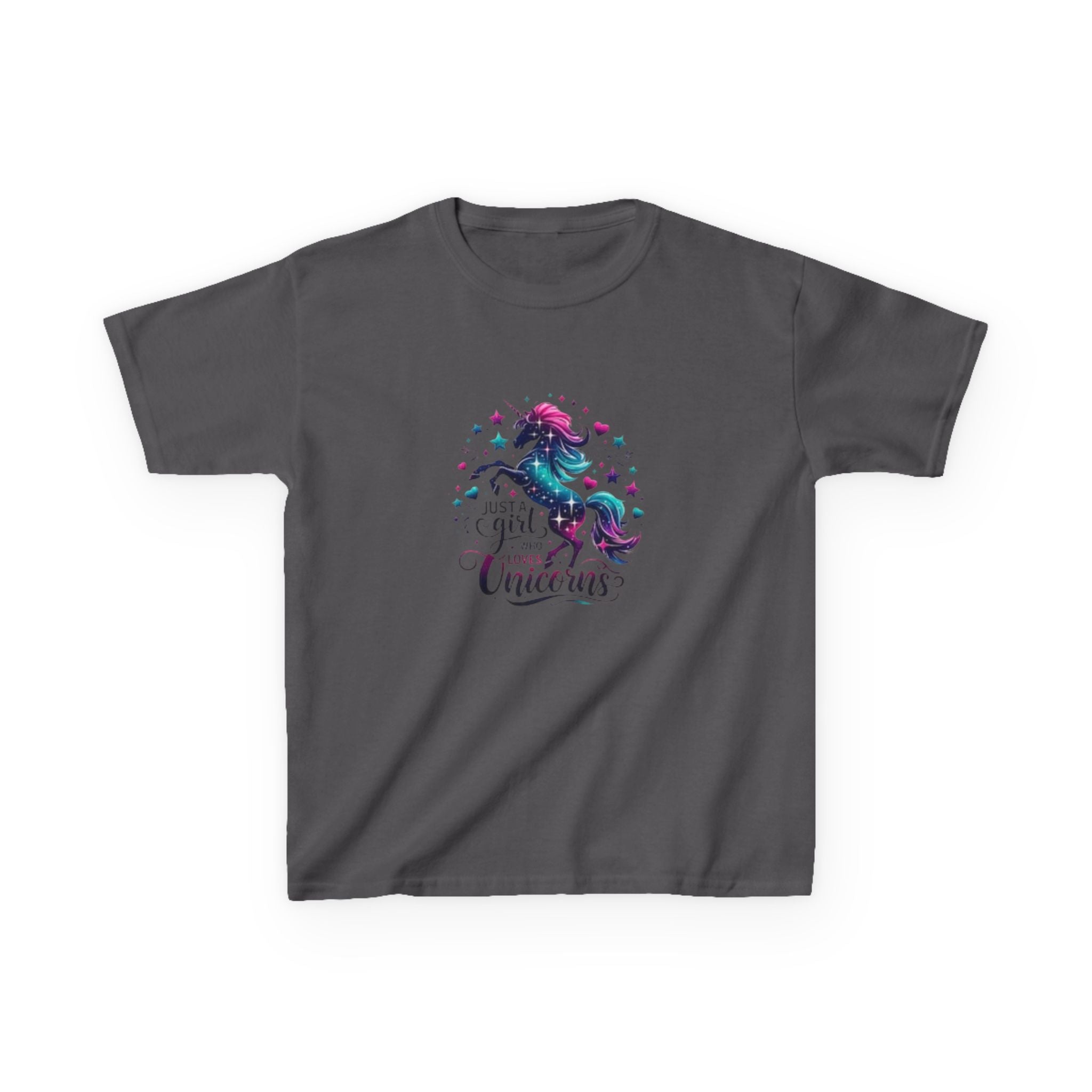 Kids T-Shirt — Colorful Unicorn “Just a Girl Who Loves Unicorns” Graphic Tee