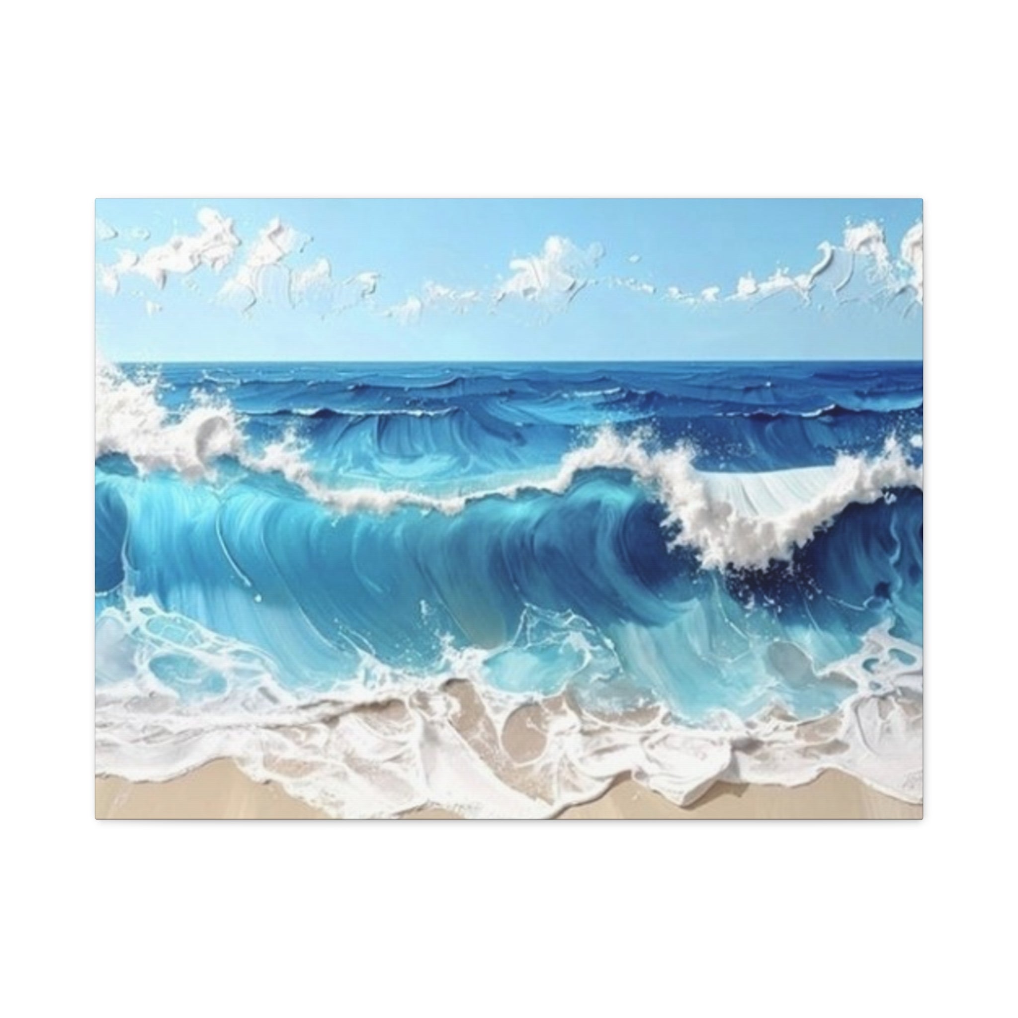 Ocean Waves Matte Canvas Wall Art — Blue Seascape Stretched Canvas