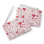 Valentine Heart Doodle Clutch Bag – Red Love Pattern Wristlet