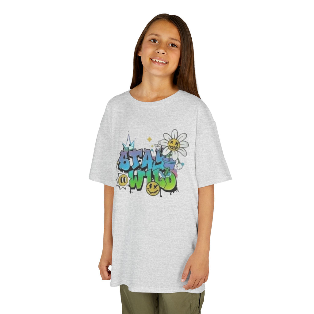 Kids Tee — "Stay Wild" Graffiti Daisy Graphic