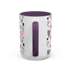 Heart Pattern Accent Coffee Mug — Pink & Navy Love Design (11/15 oz)