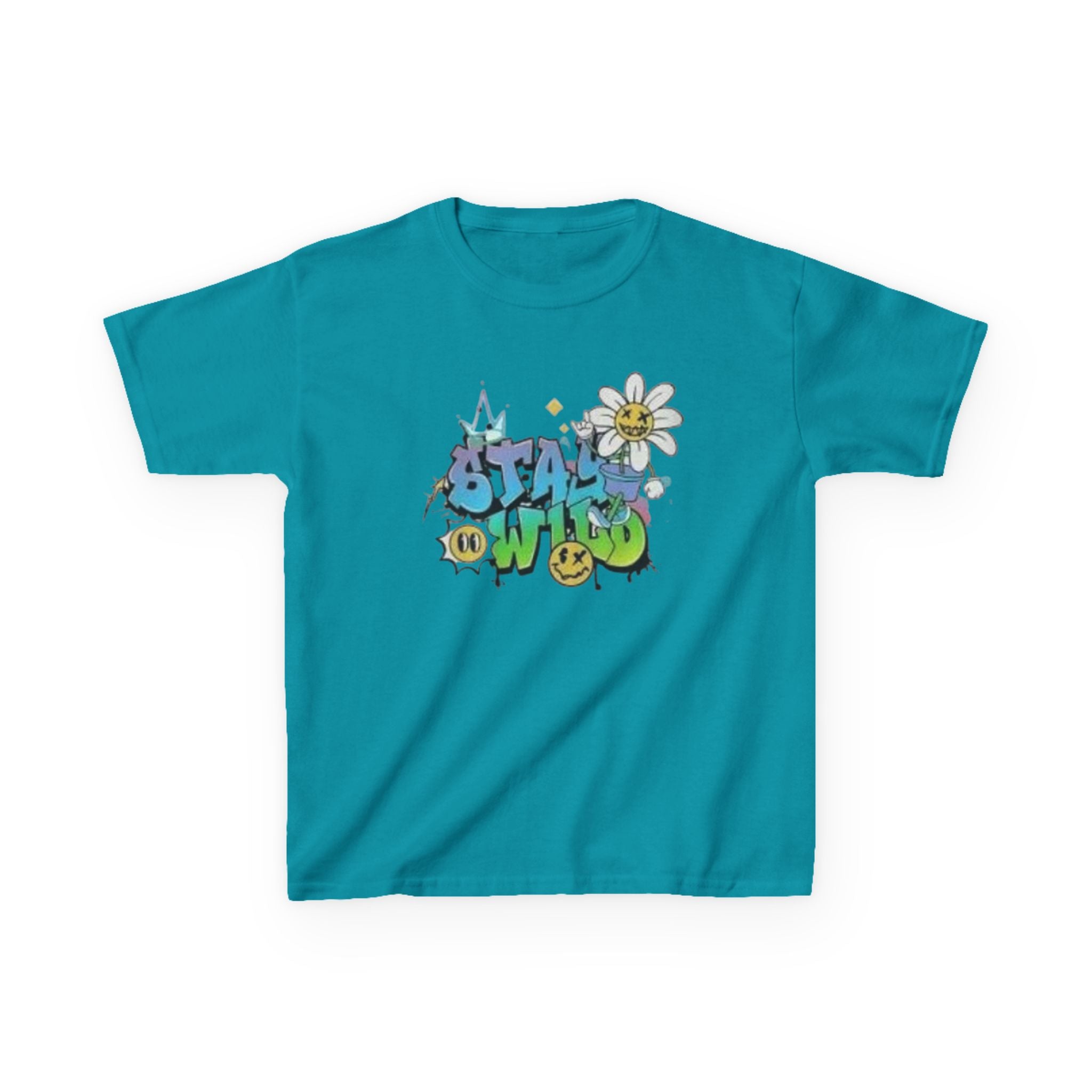 Kids Tee — "Stay Wild" Graffiti Daisy Graphic