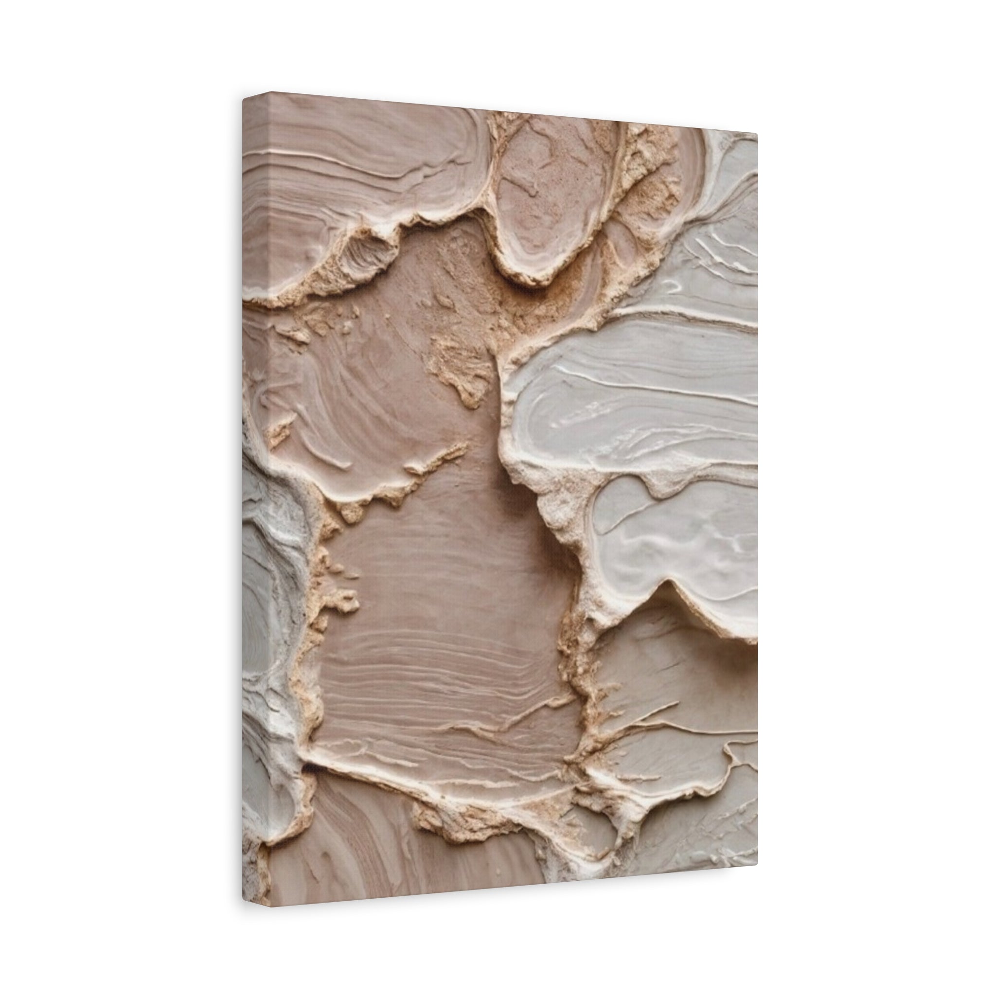 Neutral Textured Abstract Canvas Print — Beige & Cream Wall Art, Matte Stretched 1.25"