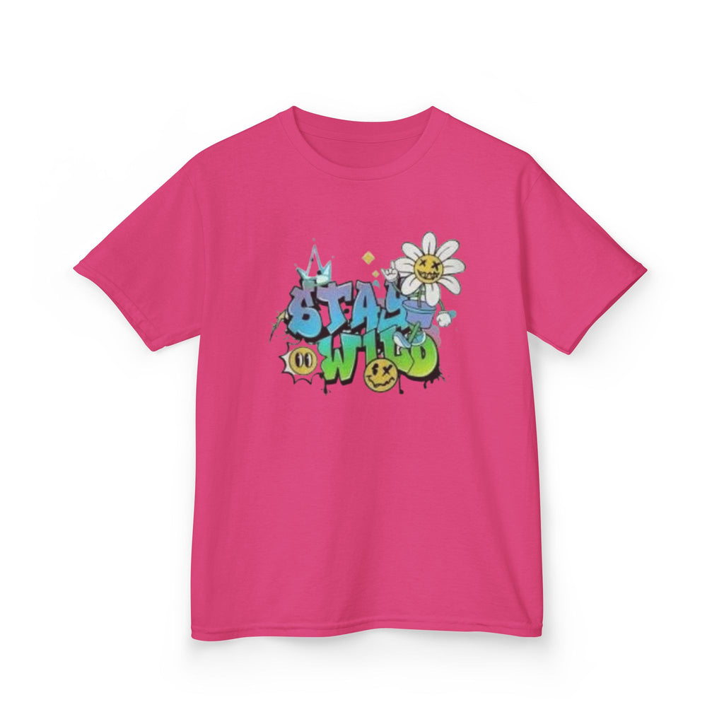 Kids Tee — "Stay Wild" Graffiti Daisy Graphic