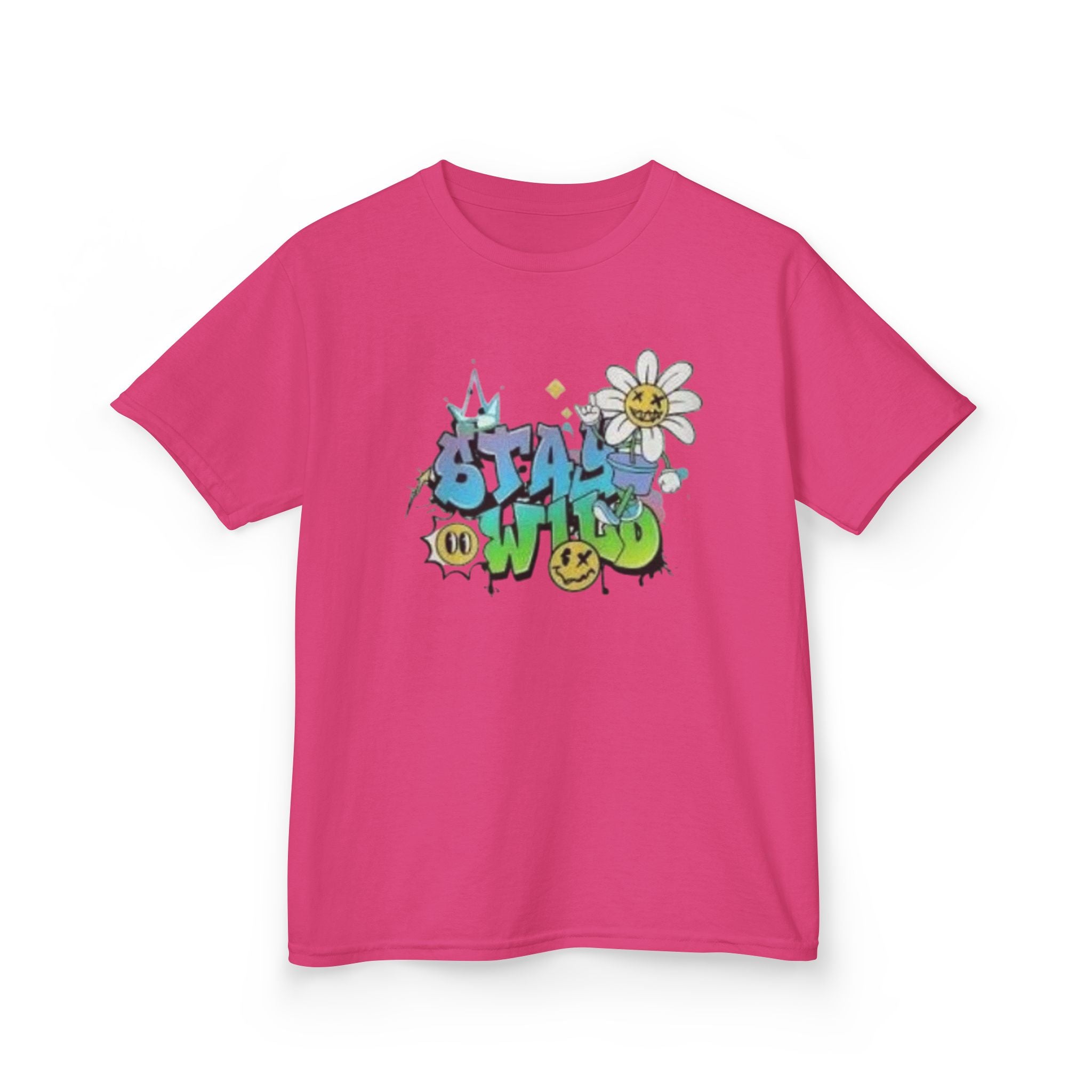 Kids Tee — "Stay Wild" Graffiti Daisy Graphic