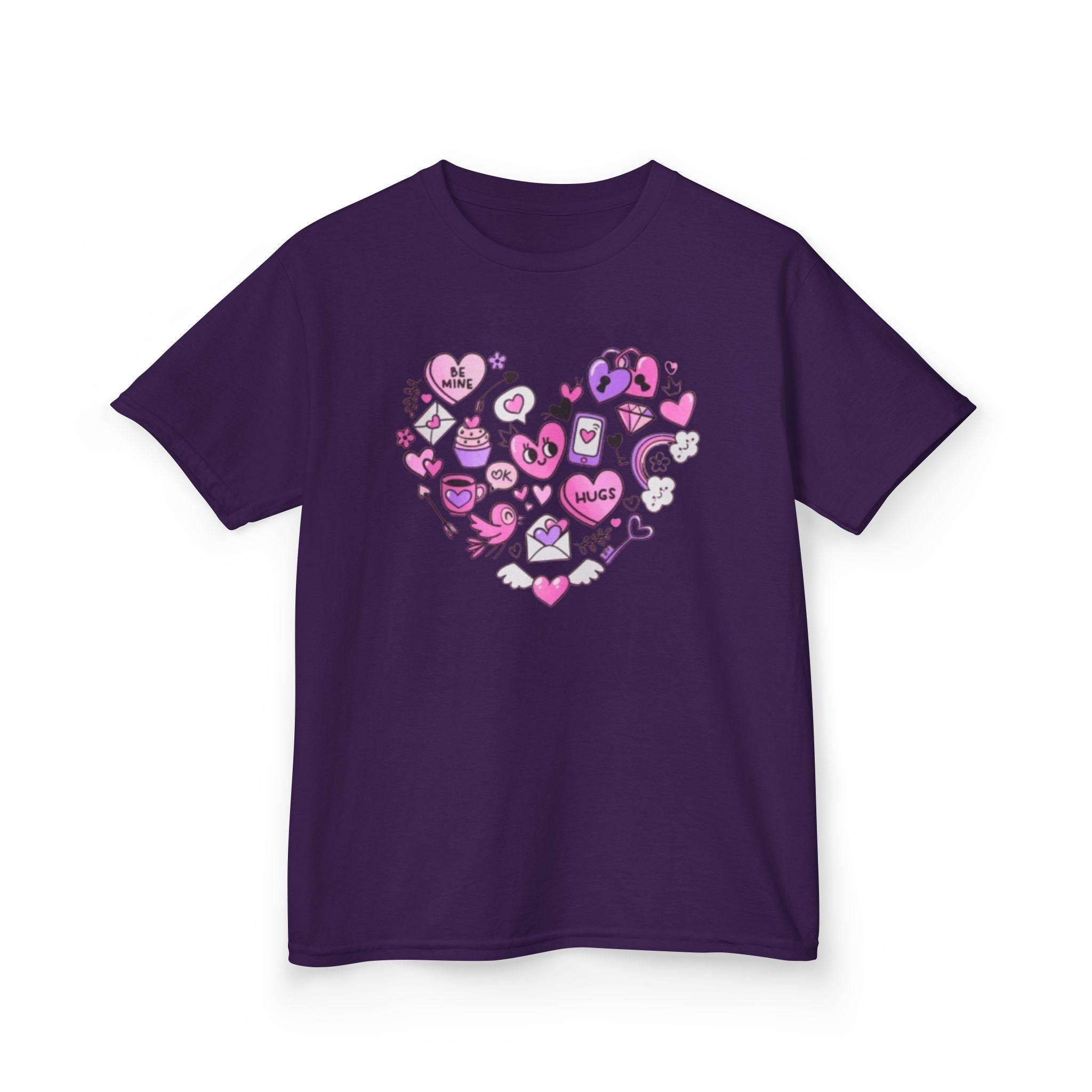 Kids Heart Doodle Tee — Cute Pink Valentine Heart Graphic Shirt