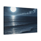 Moonlit Ocean Canvas Wall Art — Serene Night Seascape Matte Stretched Print