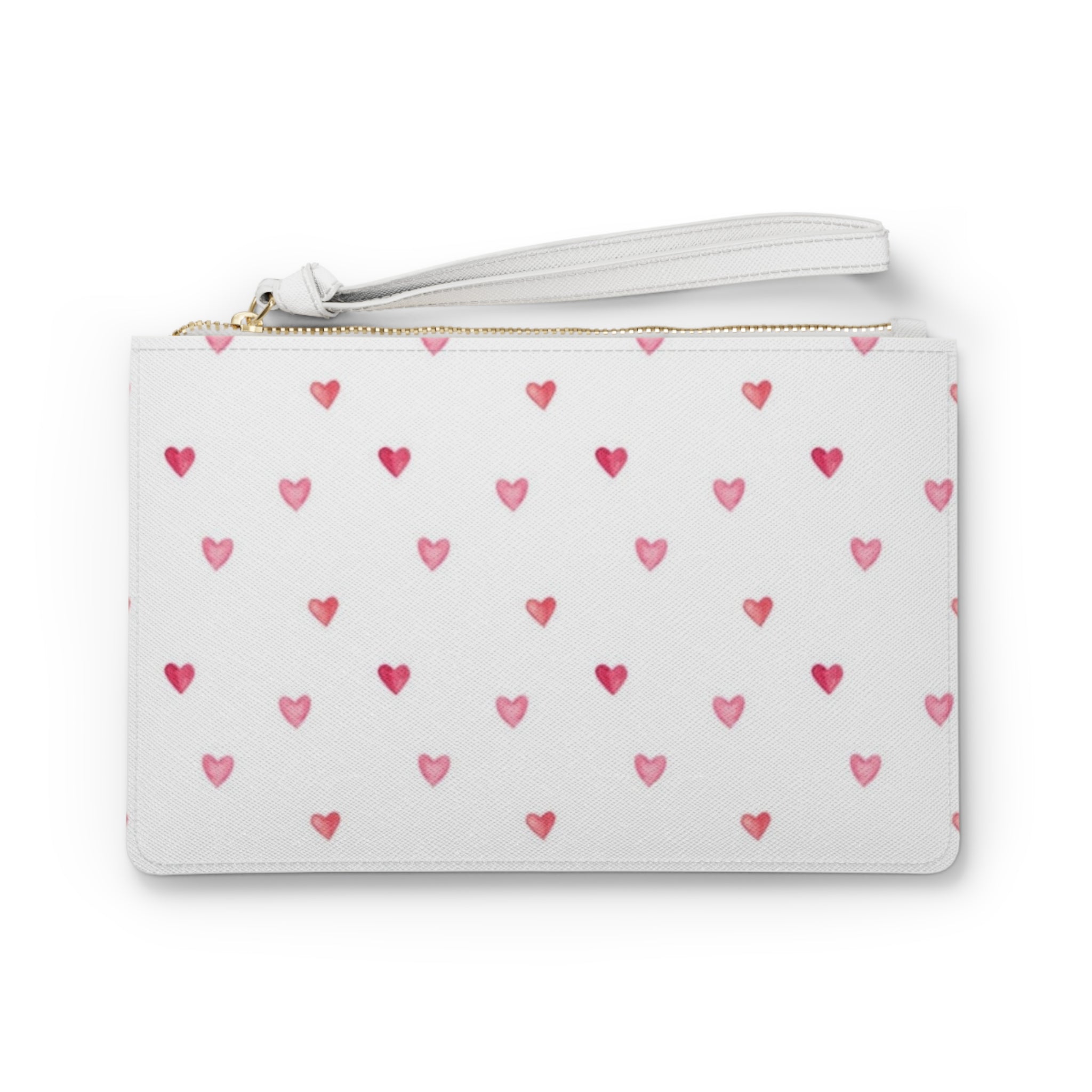 Pink Watercolor Heart Clutch — Cute Valentine Wristlet Bag