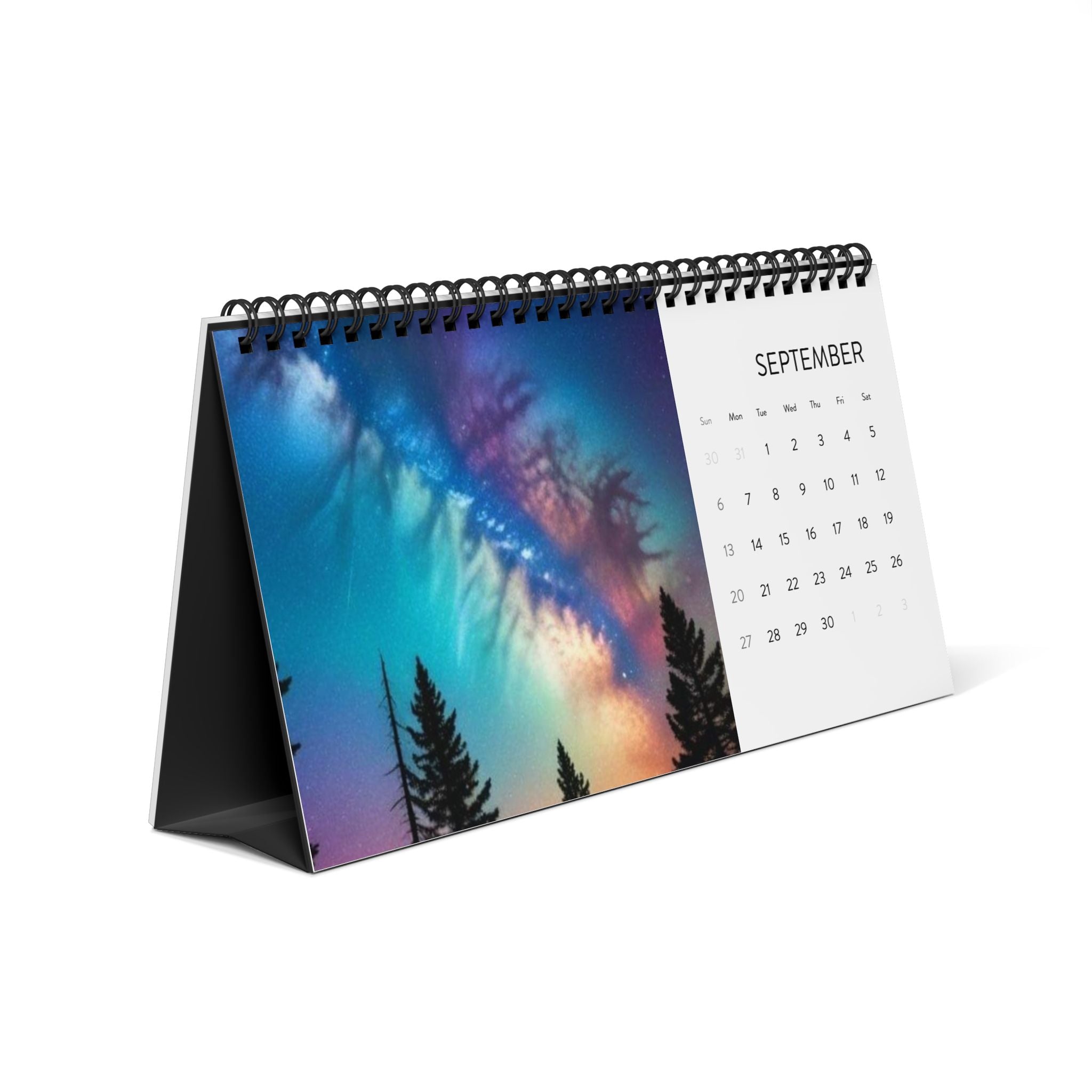 2026 Aurora Desktop Calendar - Scenic Monthly Grid