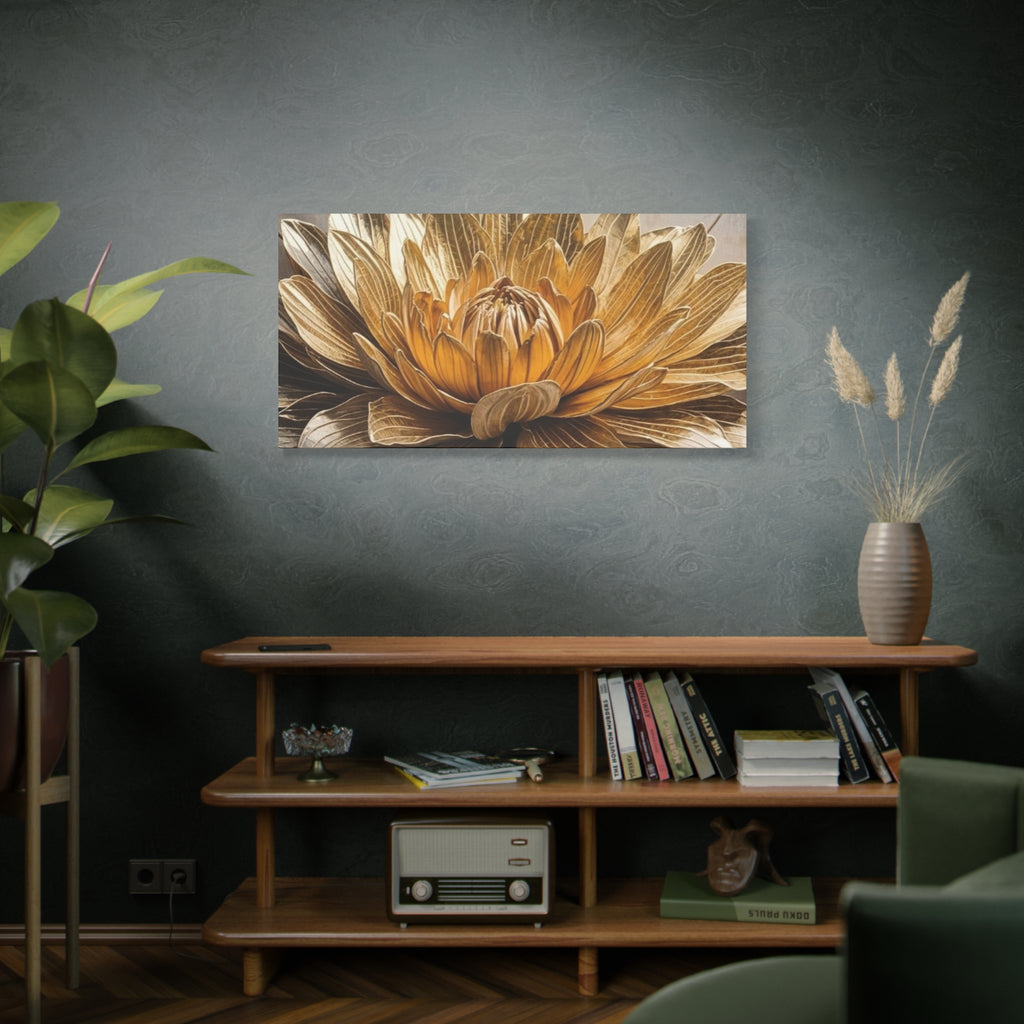 Golden Dahlia Matte Canvas Wall Art — Stretched 1.25"