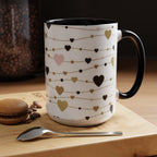 Heart Garland Accent Coffee Mug — Pink & Gold Valentine Ceramic