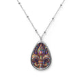 Fleur-de-Lis Oval Pendant Necklace — Colorful Mardi Gras Inspired Teardrop Locket