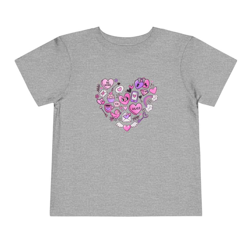 Toddler Tee — Pink Heart Doodle Design (Love, Kisses & Cute Icons)