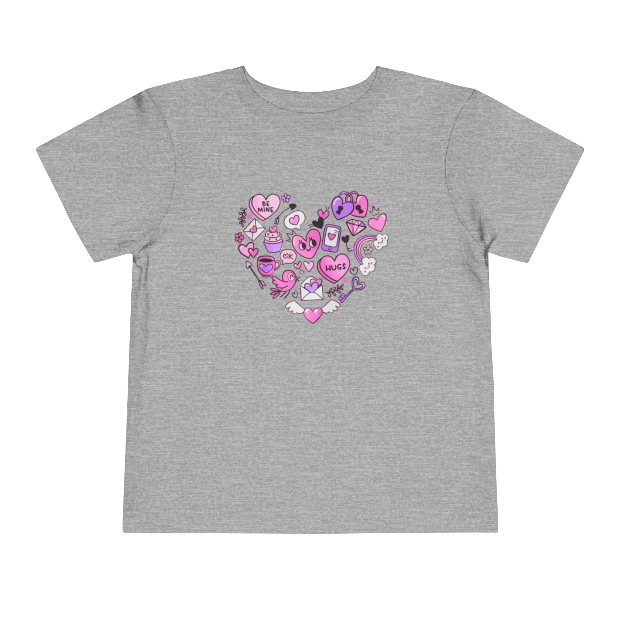 Toddler Tee — Pink Heart Doodle Design (Love, Kisses & Cute Icons)