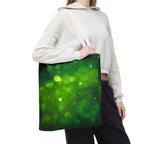 Green Bokeh Tote Bag — Sparkling Nature-Inspired All-Over Print Tote