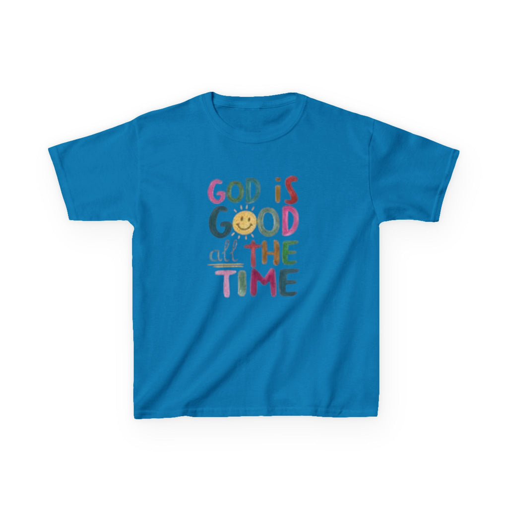 Kids Tee — "God Is Good All The Time" Colorful Faith Graphic
