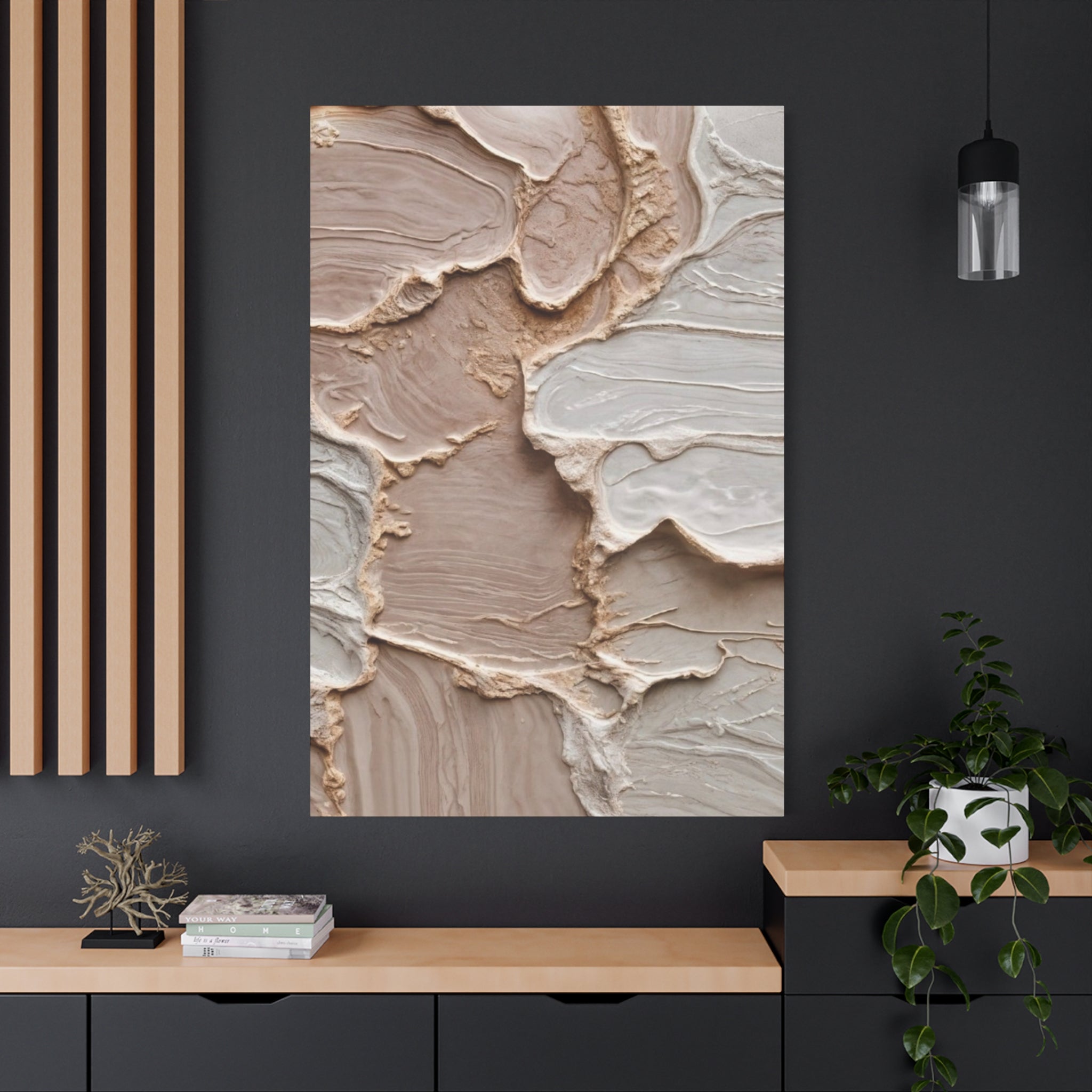 Neutral Textured Abstract Canvas Print — Beige & Cream Wall Art, Matte Stretched 1.25"