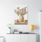 Floral Vase Canvas Wall Art — Pastel Peonies & Ranunculus Stretched Print