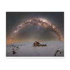 Milky Way Over Snowy Cabin — Matte Stretched Canvas Wall Art