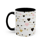 Heart Garland Accent Coffee Mug — Pink & Gold Valentine Ceramic