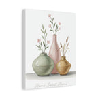 Home Sweet Home Canvas Wall Art — Pastel Vases Still Life Matte Stretched Canvas
